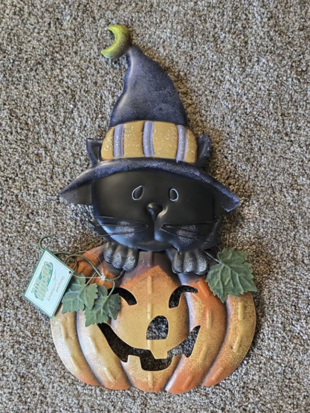 Halloween Cat Jack o Lantern Wall Decor Metal